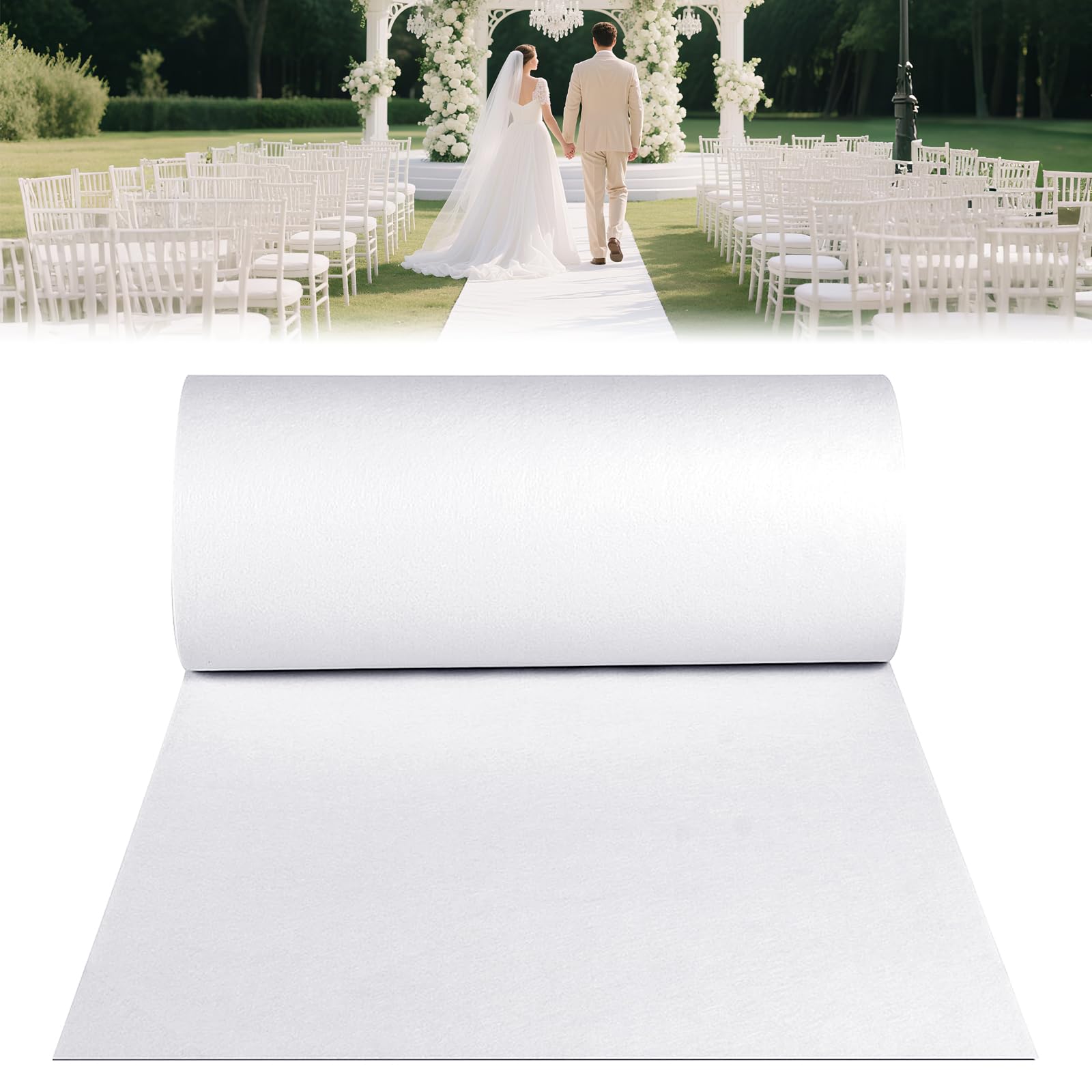 TWSOUL Tappeto bianco per matrimonio, 1 m x 10 m, per matrimonio, spessore 2,2 mm, per eventi, fiere, per ricevimenti, per la prima volta