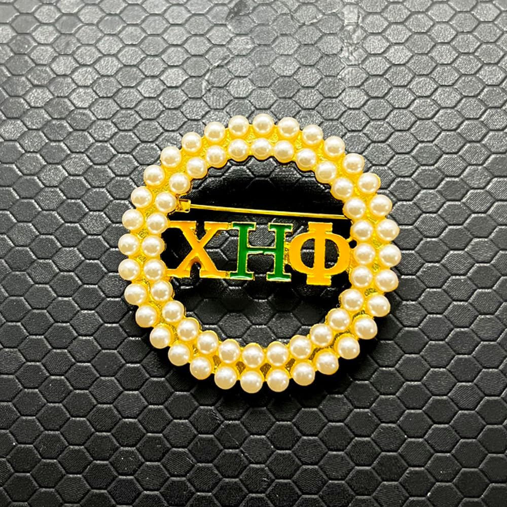 Exquisite CHI ETA PHI Sorority Enamel Letter Imitation Pearl Brooch - Round Metal Jewelry Pin - Image 4