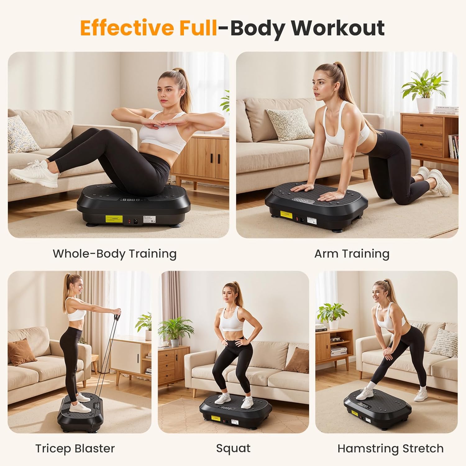 Vibration Plate Exercise Machine, Vibrating Plate for Lymphatic Drainage Weight Loss with 200 Power Motor, Shake Plate with 120 Adjustable Speeds, Whole Body Vibration Platform Machines for Women Men - Image 9