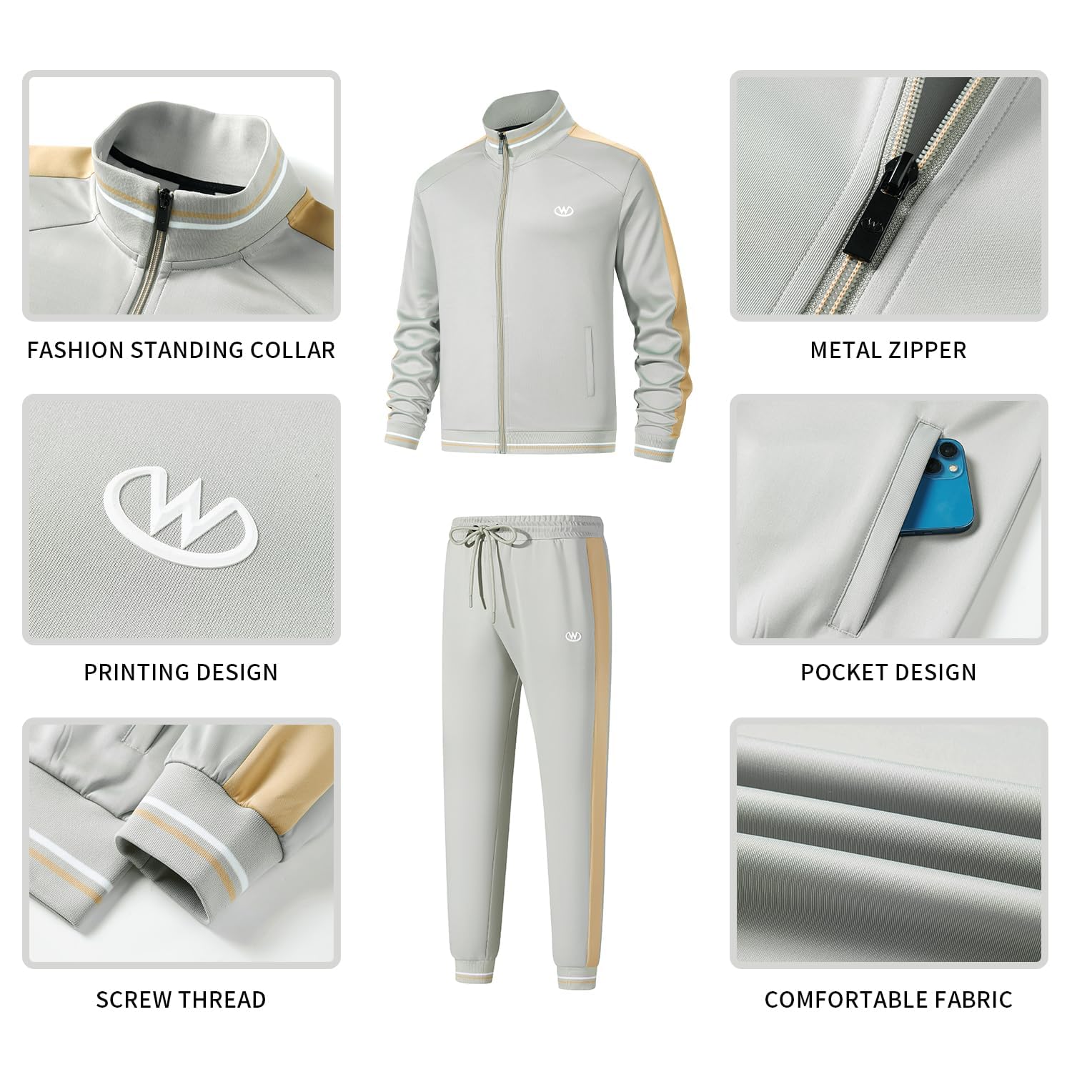 Survêtements décontractés à manches longues - Survêtements de jogging - Ensemble de survêtement - Vestes et pantalons - Tenue 2 pièces