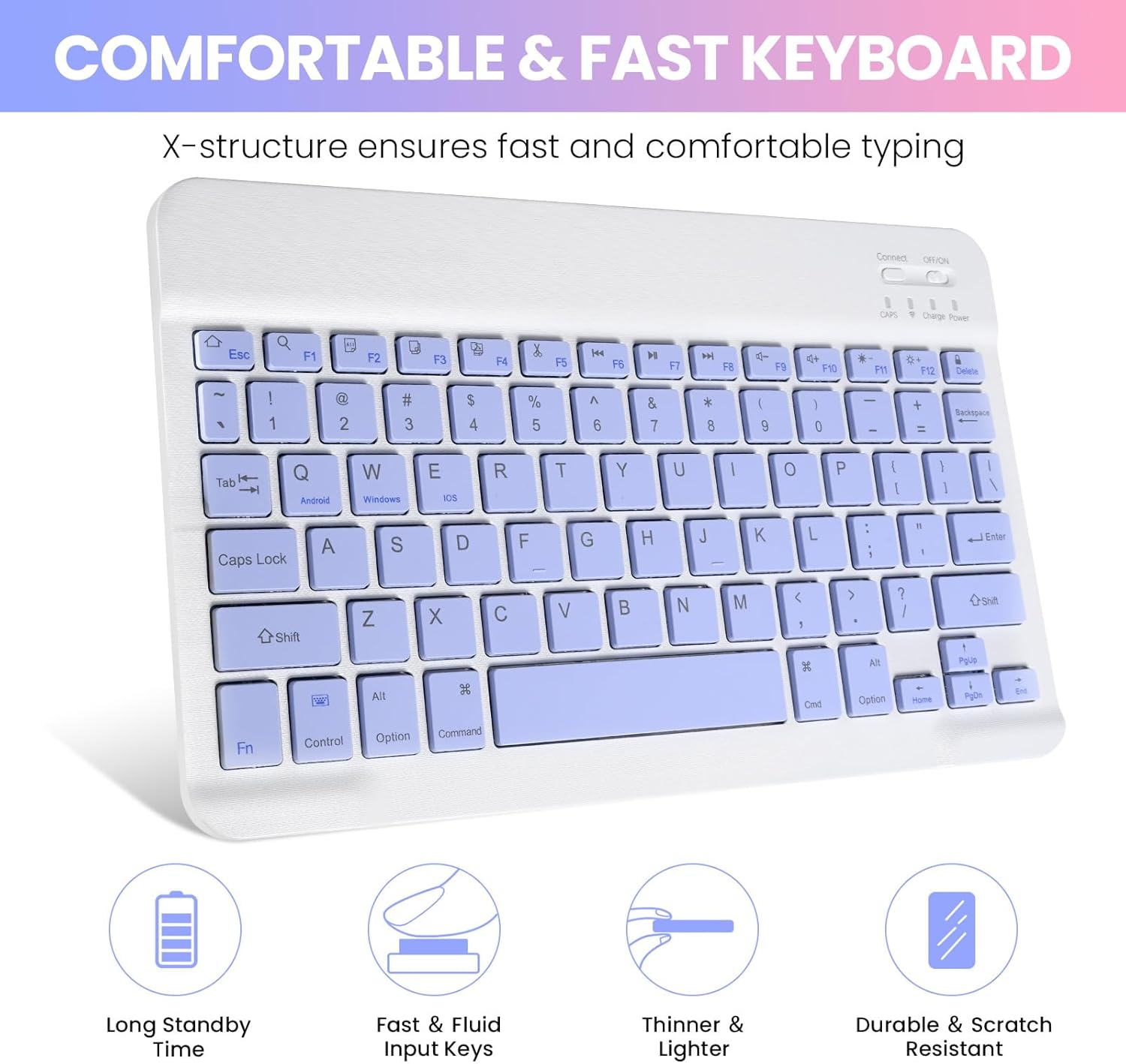 for iPad Pro 9.7 inch Case with Keyboard and Mouse for iPad 2018 (6th Gen)/ 2017 (5th Gen), 2016 iPad Pro/Air 2/1 Keyboard Case with Mouse, Bluetooth Wireless Keyboard Cover with Pencil Holder,Purple