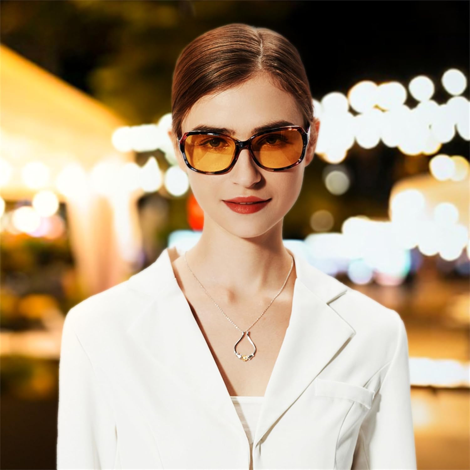 FEISEDY Classic Womens Night Glasses Driving Anti Glare Wrap Around Yellow Sunglasses B2548