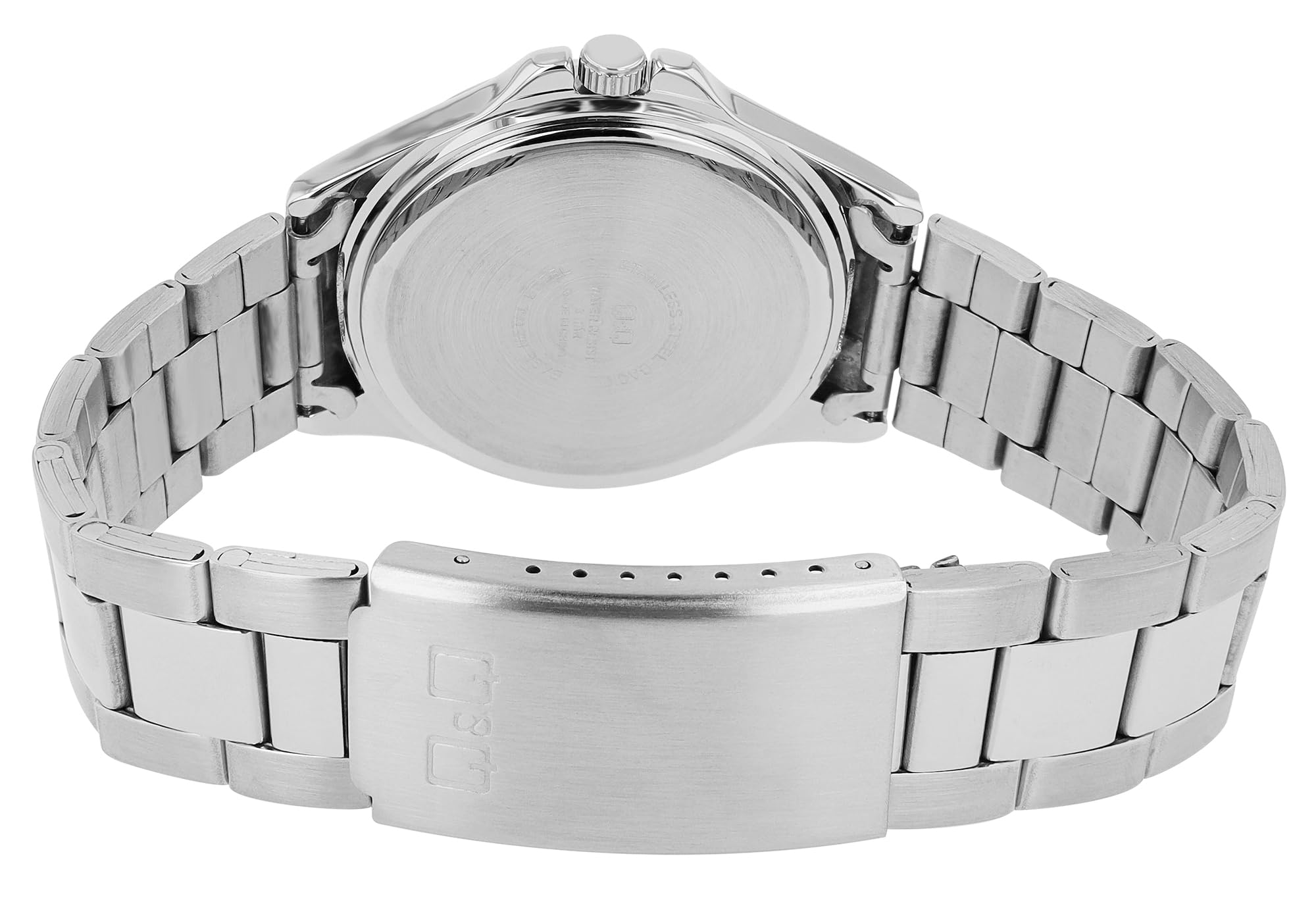 Q&Q Herren-Uhr Edelstahl Gliederarmband 3 Bar Analog Quarz (silberfarbig schwarz)