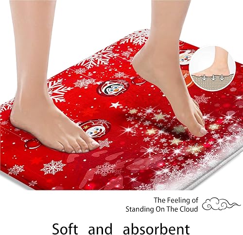 Miniatura 7 de ArtSocket Juegos de baño de árboles de Navidad con cortina de ducha y accesorios de alfombras, juegos de cortinas de ducha rojas con copos de nieve,