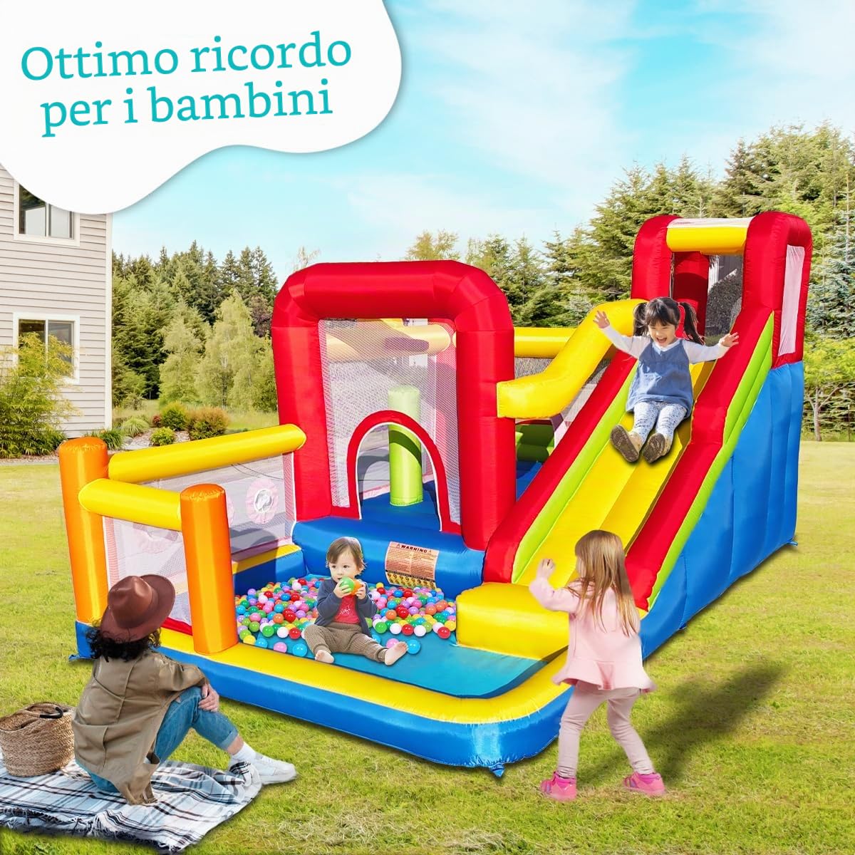 Baralir Castello gonfiabile per scivolo – divertimento sicuro con ventilatore, scivolo e parete da arrampicata, per interni ed esterni