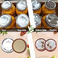 Vista 4 de 72 tapas de conservas con anillos para boca regular, tapas de tarros Mason de 2.77 pulgadas, boca regular, tapas y anillos reutilizables a prueba