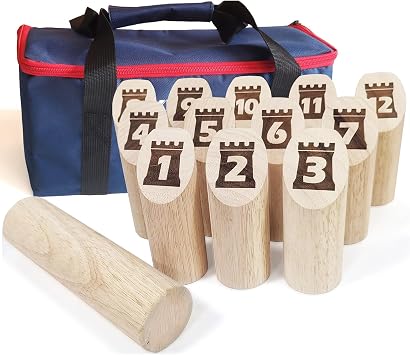 Number Kubb Stick Throwing Game Toss Game with Hardwood Pins Including Carry Bag Outdoor Family Games set