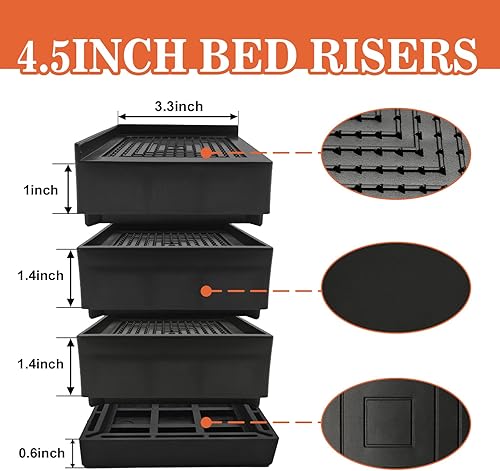 Miniatura 2 de Elevadores de cama, bloques de elevación para muebles, pilotes de 2,3 o 4 pulgadas resistentes para cama, sofá, escritorio, sofá, mesa, elevadores