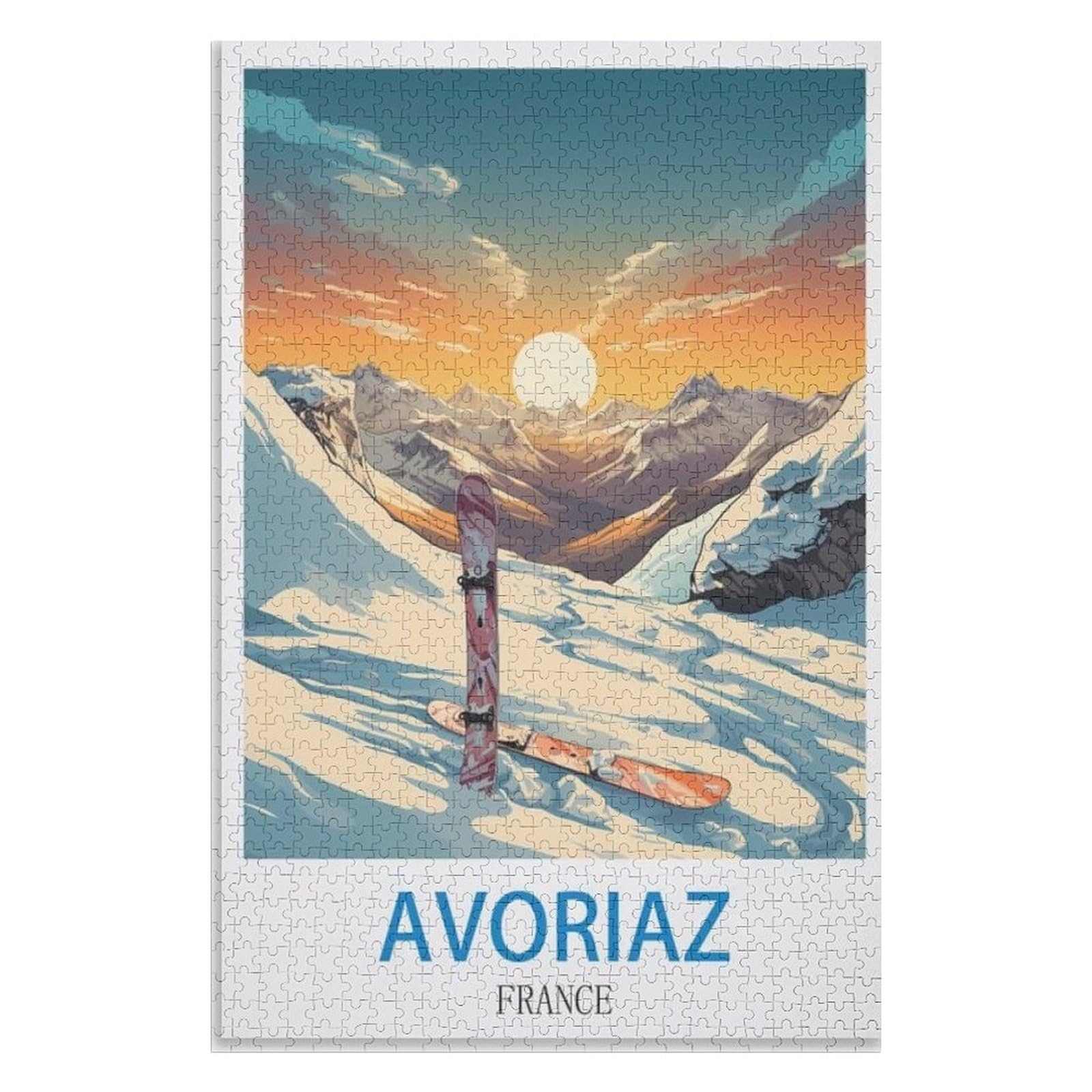 puzzles for adults, family puzzle game birthday gifts, Avoriaz France，Adults 1000 Piece Jigsaw Puzzle- Christmas，70x50，paper puzzle，AA-594