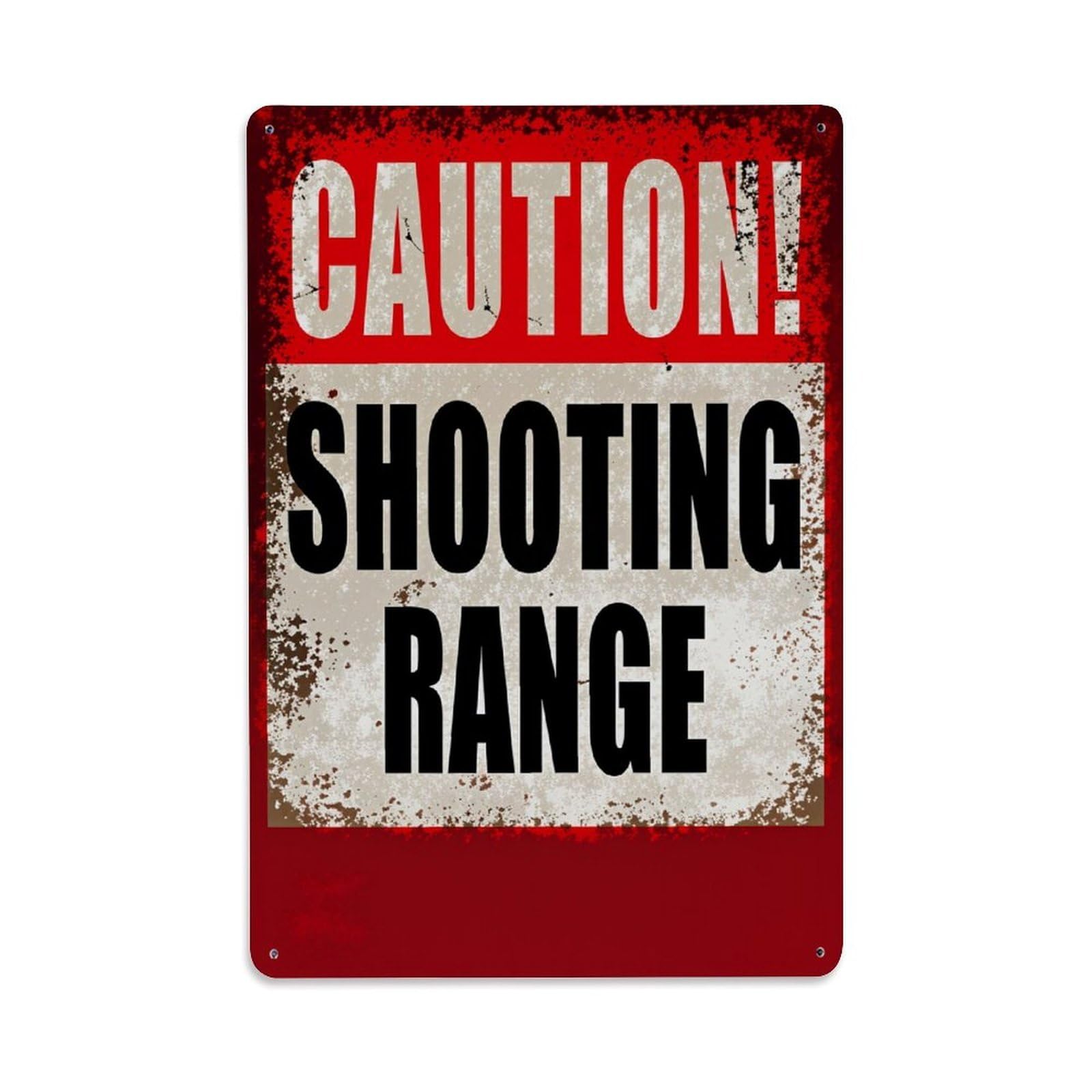 Jdyaojiesheng Vintage Caution Shooting Range Sign Pattern Tin Sign Retro Metal Wall Decor Metal Poster, Home Bar Garage Farmhouse Cafe Wall Art Decoration 8X12inches