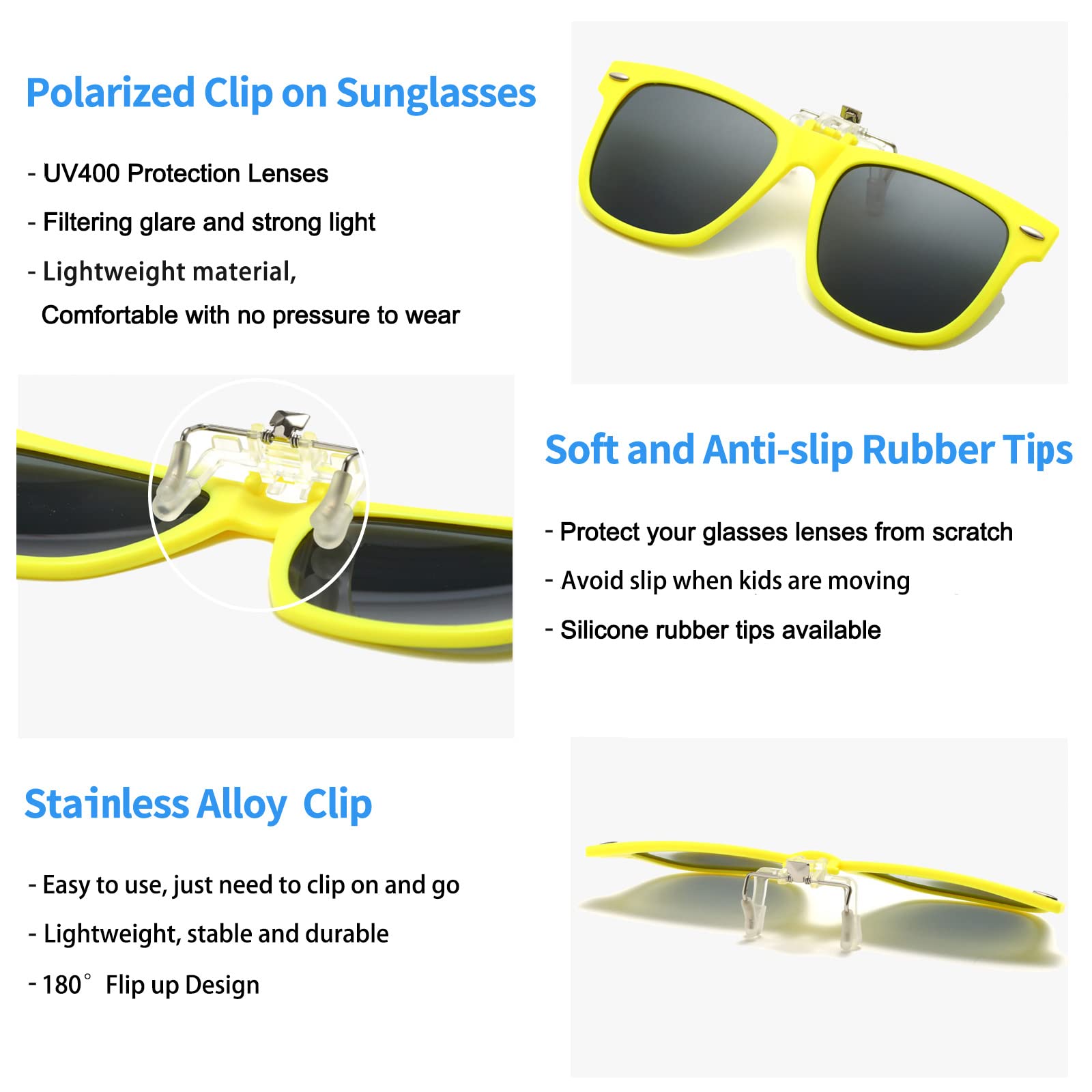 Long Keeper Kids Clip On Sunglasses Polarised Children Junior Clip-on Sunglasses over Prescription Glasses UV Protection Flip Up Sunglasses for Boys Girls - Image 3