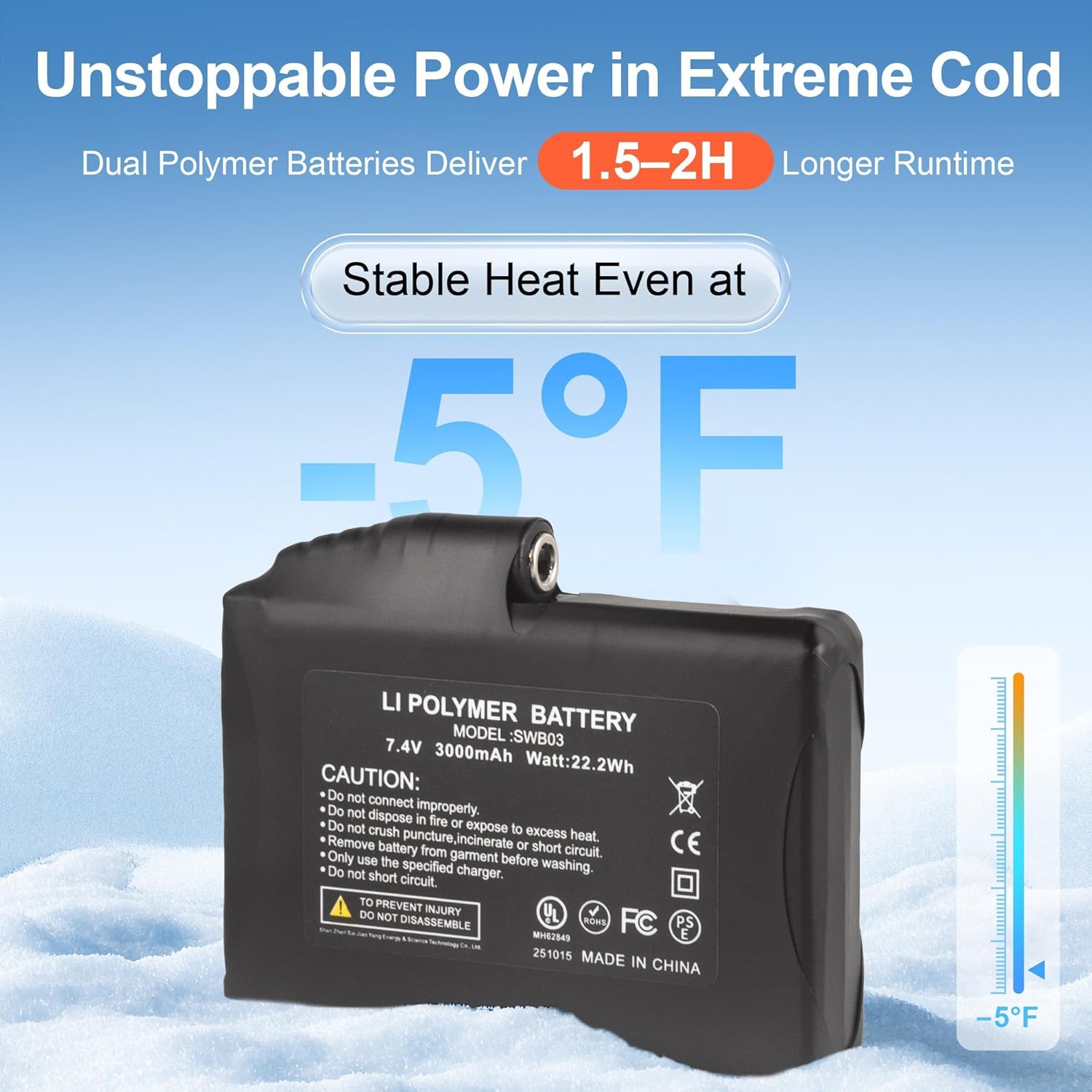 SAVIOR HEAT Heated Ski Mittens 3.0 for Men Women, 3000mAh Rechargeable Battery Electric Leather Gloves, Waterproof 3M Thinsulate Extreme Cold Winter Gloves, EH8 PRO Heating for Skiing - Image 4