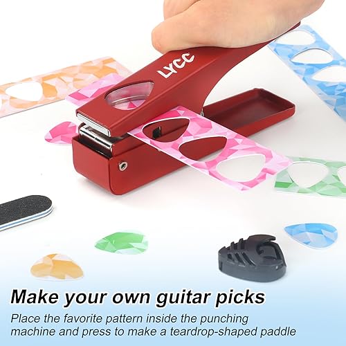 Miniatura 2 de LYCC Fabricante de púas de guitarra DIY paquete de regalo de lujo, perforador de agujero para púa de guitarra, kit de punzón de púa de guitarra, con