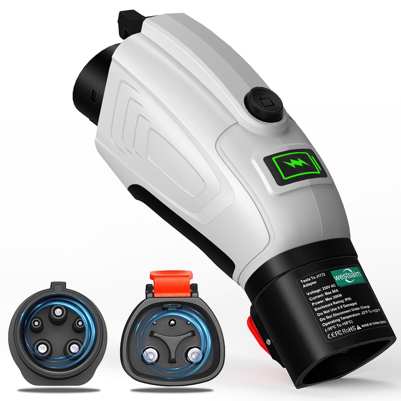 Tesla to J1772 Charging Adapter, 60A 250V High-Power Tesla Charger to J1772 Adapter