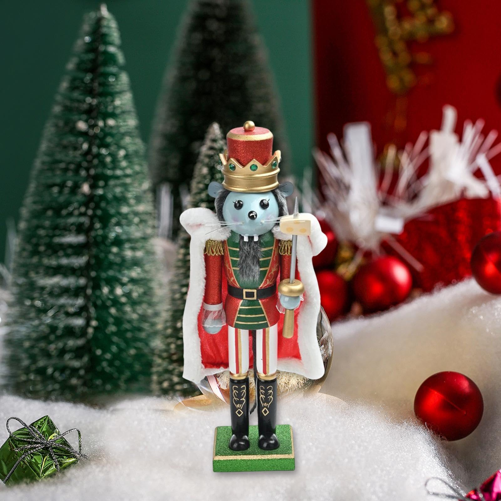 Milageto Weihnachtsdekoration „Mäusekönig“ – Nussknacker, 38,1 cm hoch, Tischdekoration, Figur, Weihnachtsdeko für Festivalregal