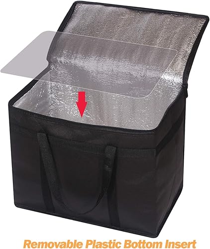 Miniatura 5 de Paquete de 4 bolsas de comestibles reutilizables aisladas XL con cremallera resistente parte inferior reforzada y asas, plegable, lavable y