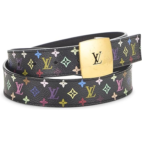Louis Vuitton, Pre-Loved Takashi Murakami X Louis Vuitton Black Monogram Multicolore Ceinture 80, Black