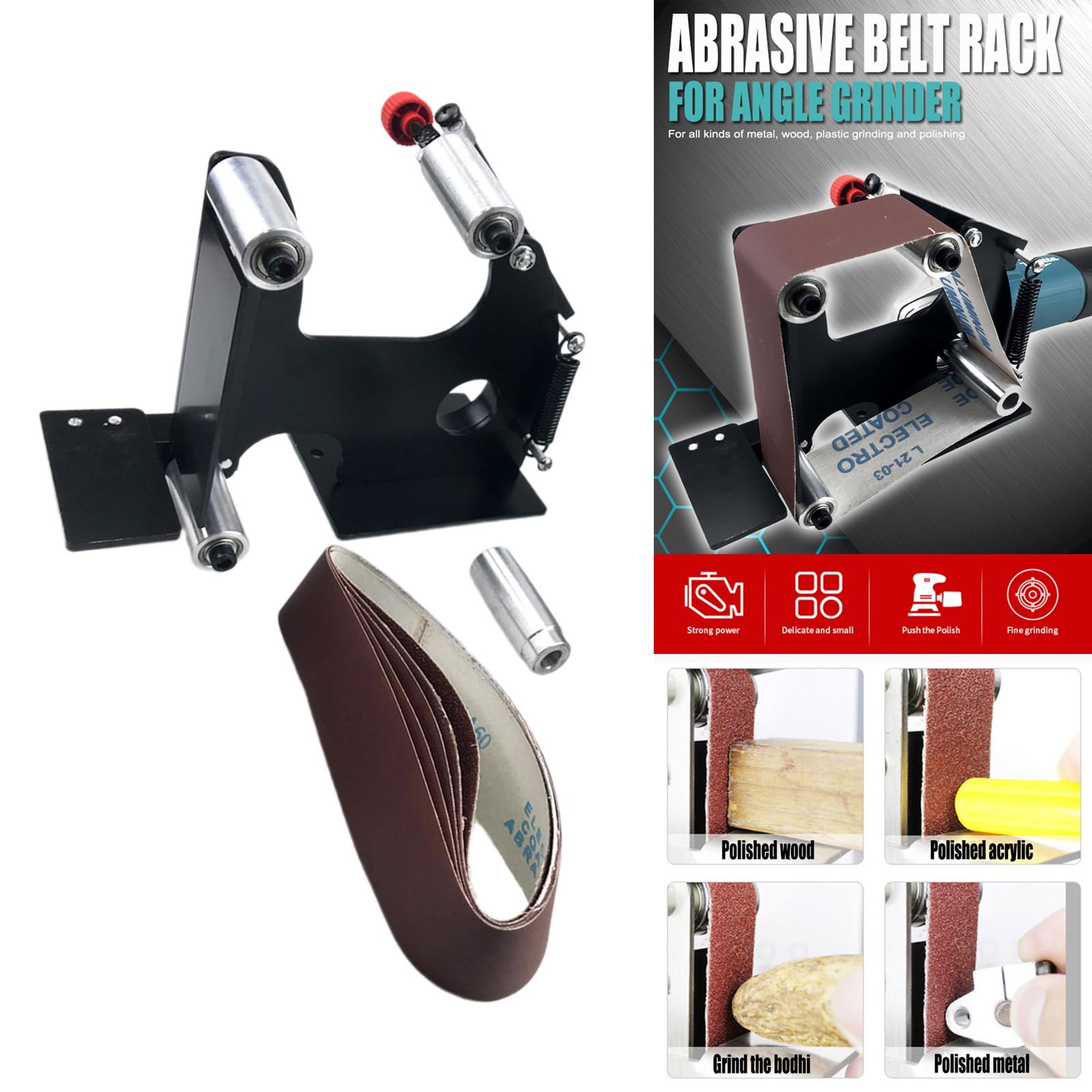 Angles Grinder - Correa de cambio de correa de lijado, accesorios para máquinas, juego de adaptadores de lijadoras y accesorios, base de máquina