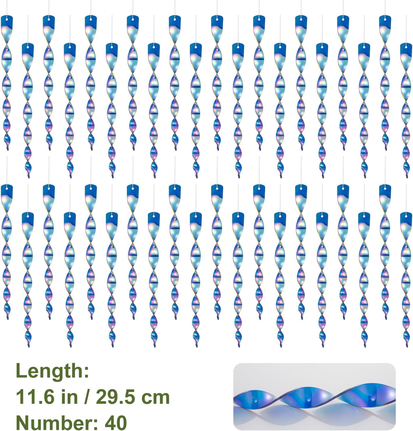 OFFO Bird Scarer Rods 11.5 in (40 PCS) Reflective Bird Device Outdoor Bird Scarer to Keep Pigeon and Woodpecker Away from Garden or Yard, Blue.