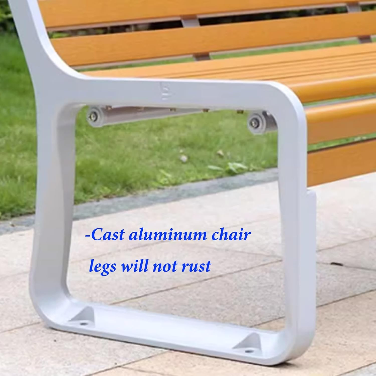 Outdoor Bench, Garden Bench, Patio Metal Bench, Park Patio Seat, Weatherproof Garden Bench, Slatted Seat for Garden Backyard Poolside Balcony, 59inch