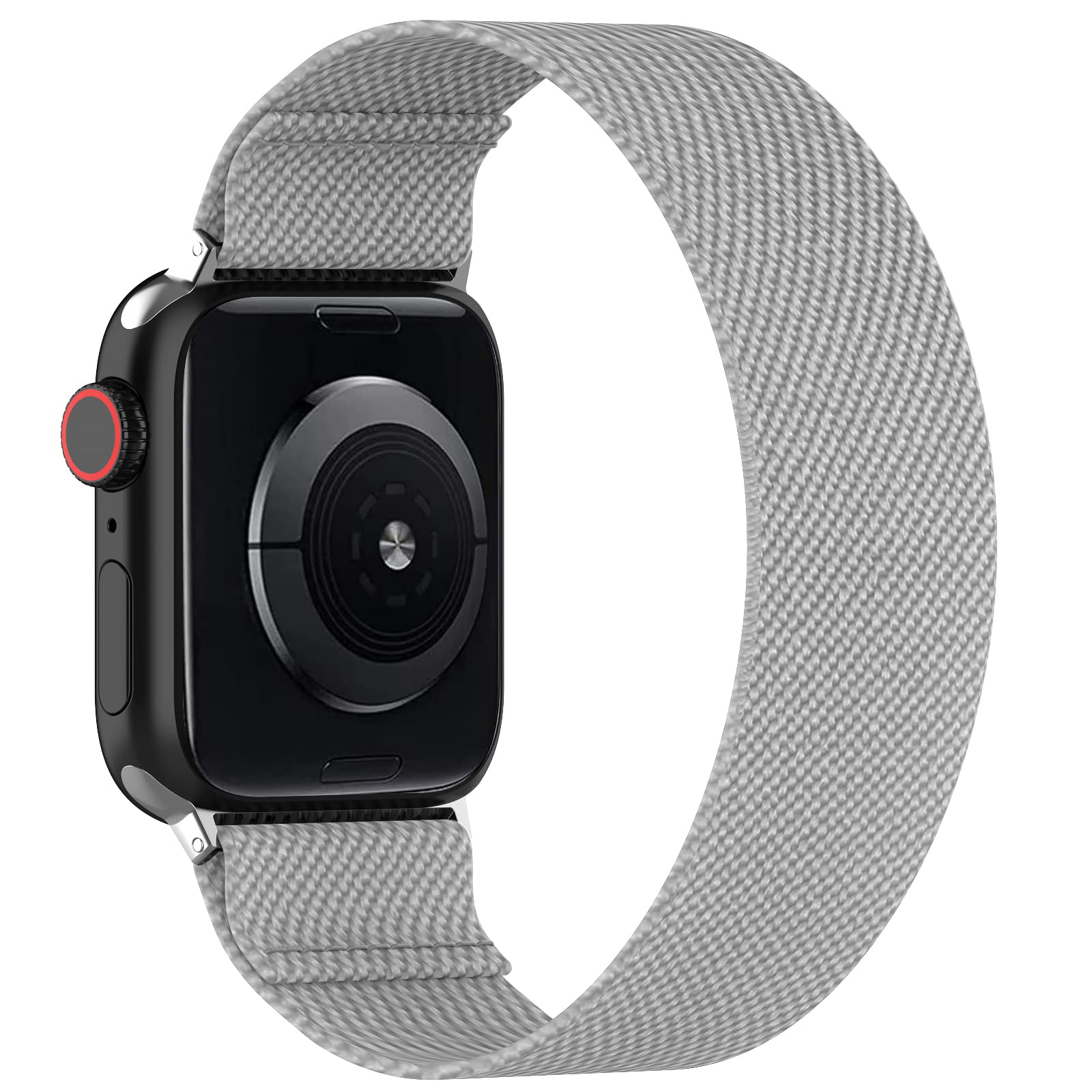 BMBEAR Stretchy Solo Loop Bands Compatible with Apple Watch 38mm 40mm 41mm Braided Elastic Weave Nylon Wristbands Women Men Straps for iWatch Series 7/6/5/4/3/2/1/SE Dark Black — view 41