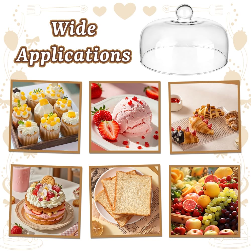 UNICRAFTALE Cloche à Gateau En Verre Rond Clair De 13.7 cm De Haut Sans Socle Pour Présentation De Mini Gateaux Desserts Fromage Dans Cuisine Mariage Fête