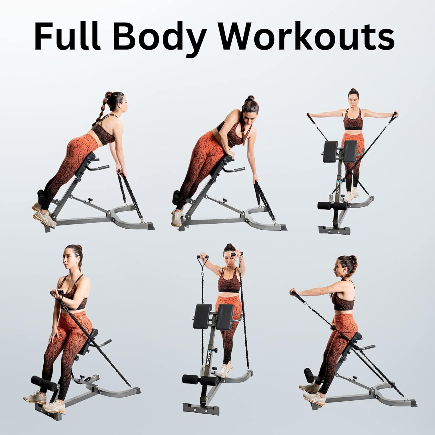 DARCON Roman Chair Hyperextension Bench - Adjustable and Foldable Back Extension Bench, Glutes Home Workout Equipment for Women and Men. Booty Builder (Black)