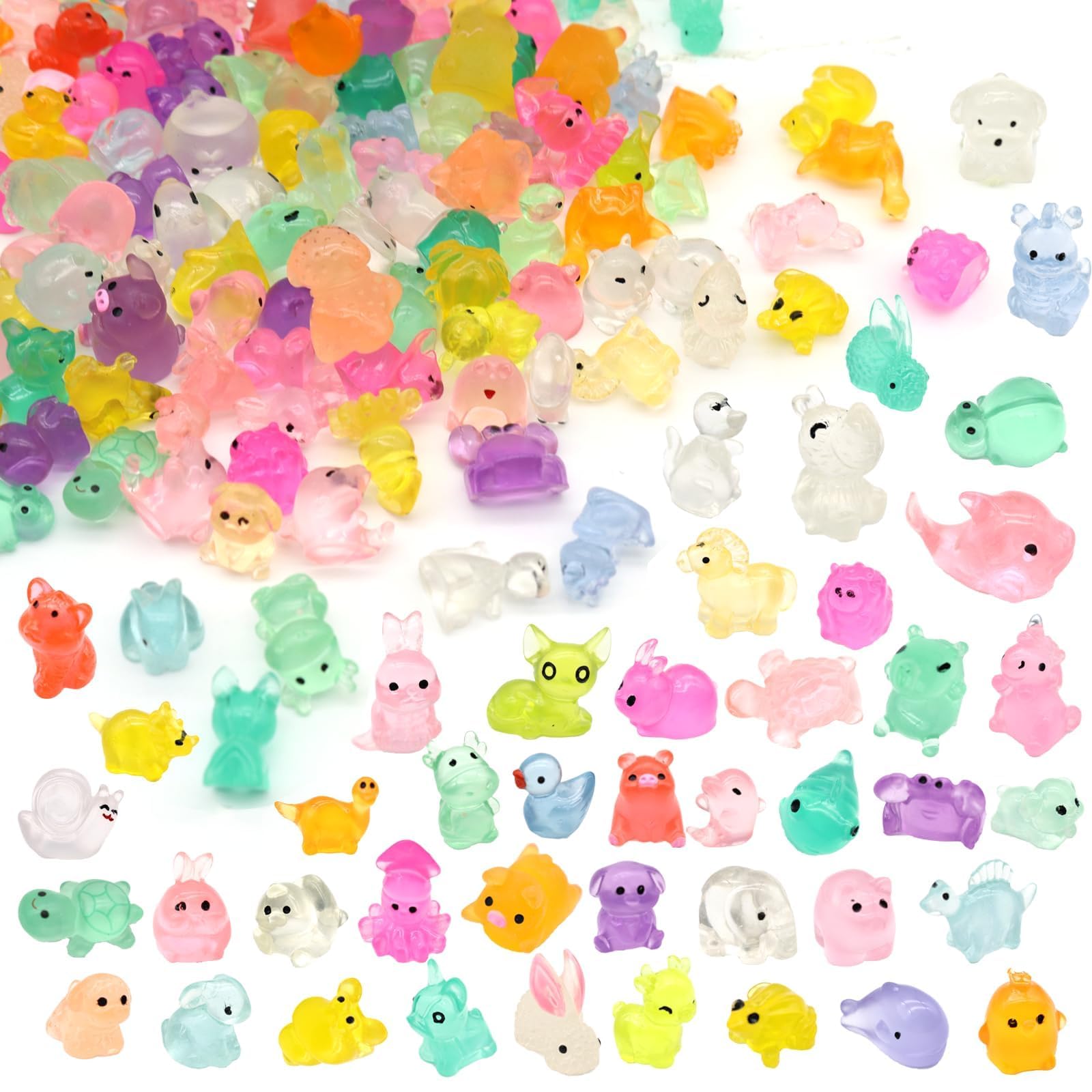 150pcs Mini Luminous Resin Animals Glow in The Dark Miniature 60 Styles