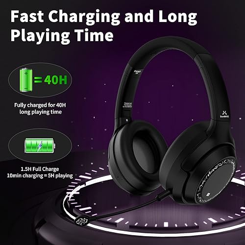 Miniatura 4 de SoundMAGIC P60BT GM Performance - Auriculares inalámbricos para juegos, sonido envolvente de 2.4 GHz, USBBluetooth, 50 horas de duración, menor