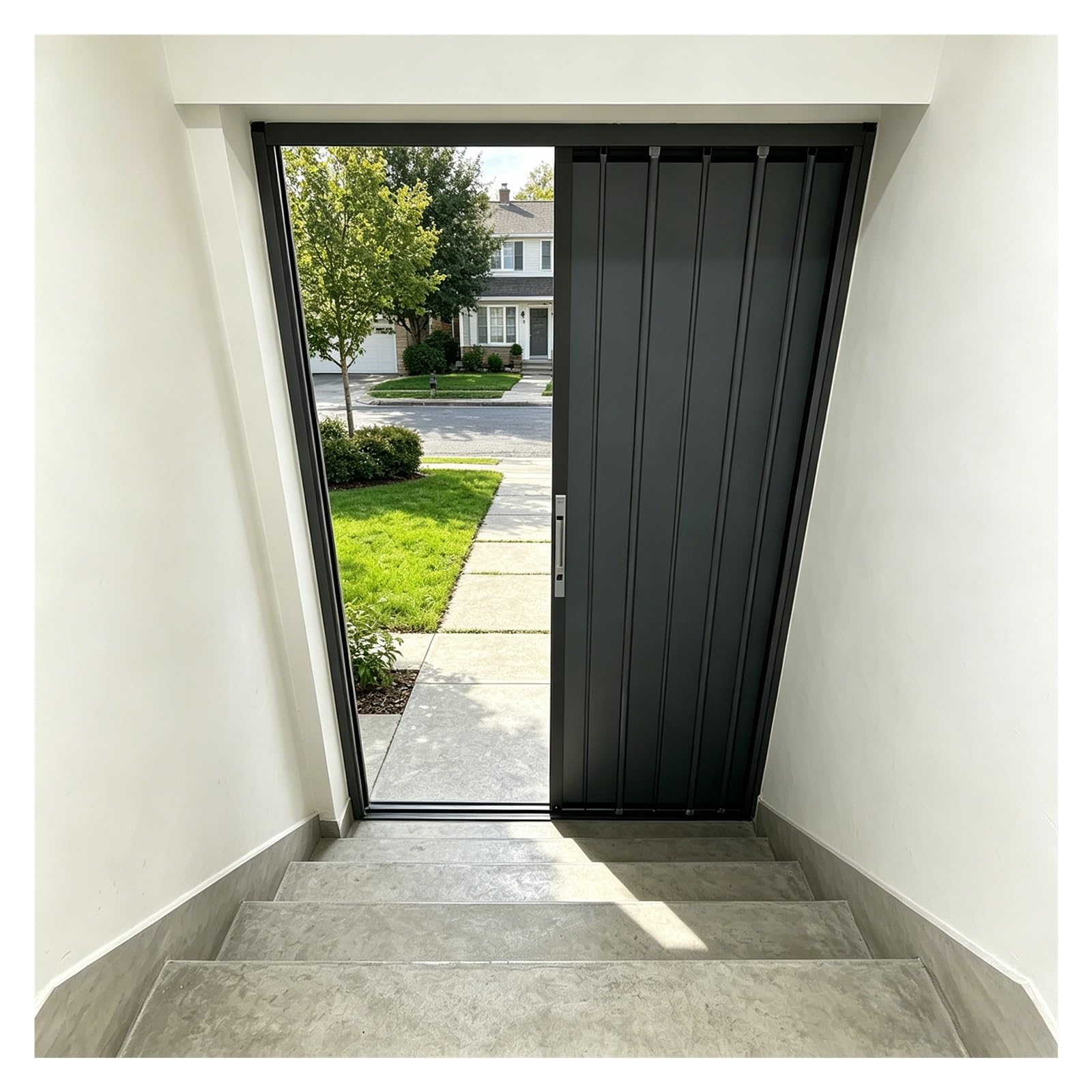Staircase Aluminum Alloy Folding Door, Locking Accordion Door for Indoor/Outdoor Use, Sliding Privacy Partition Gate for Small Spaces(75x210cm (29.5x82.7))