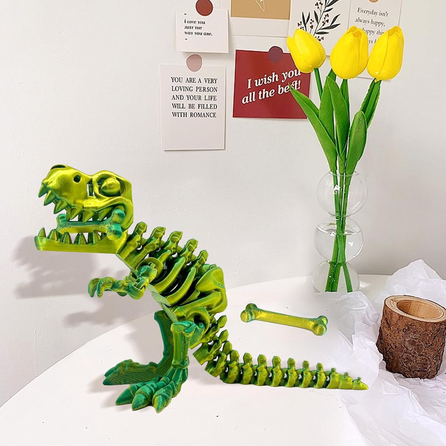 Easter Eggs Filled with Dinosaur Toys, 3D Printed Animals Mystery Crystal Dragon Egg with Articulated Tyrannosaurus Rex, Easter Basket Stuffers Fidget Toy for Adults Kids (YellowGreen)