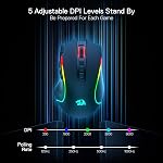 Redragon M612 PRO RGB Gaming Mouse, 8000 DPI Wired/Wireless Optical Mouse with 9 Programmable Buttons & 7 Backlit Modes, BT & 2.4G Wireless, Software Supports DIY Keybinds Rapid Fire Button