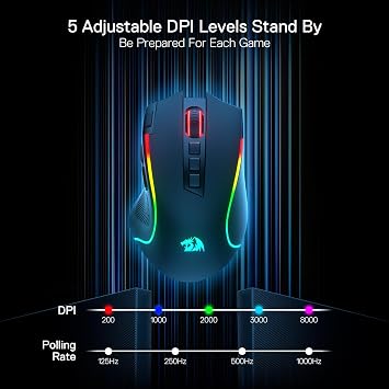 Redragon M612 Wireless RGB Optical Gaming Mouse 8000 DPI Remapping Keys