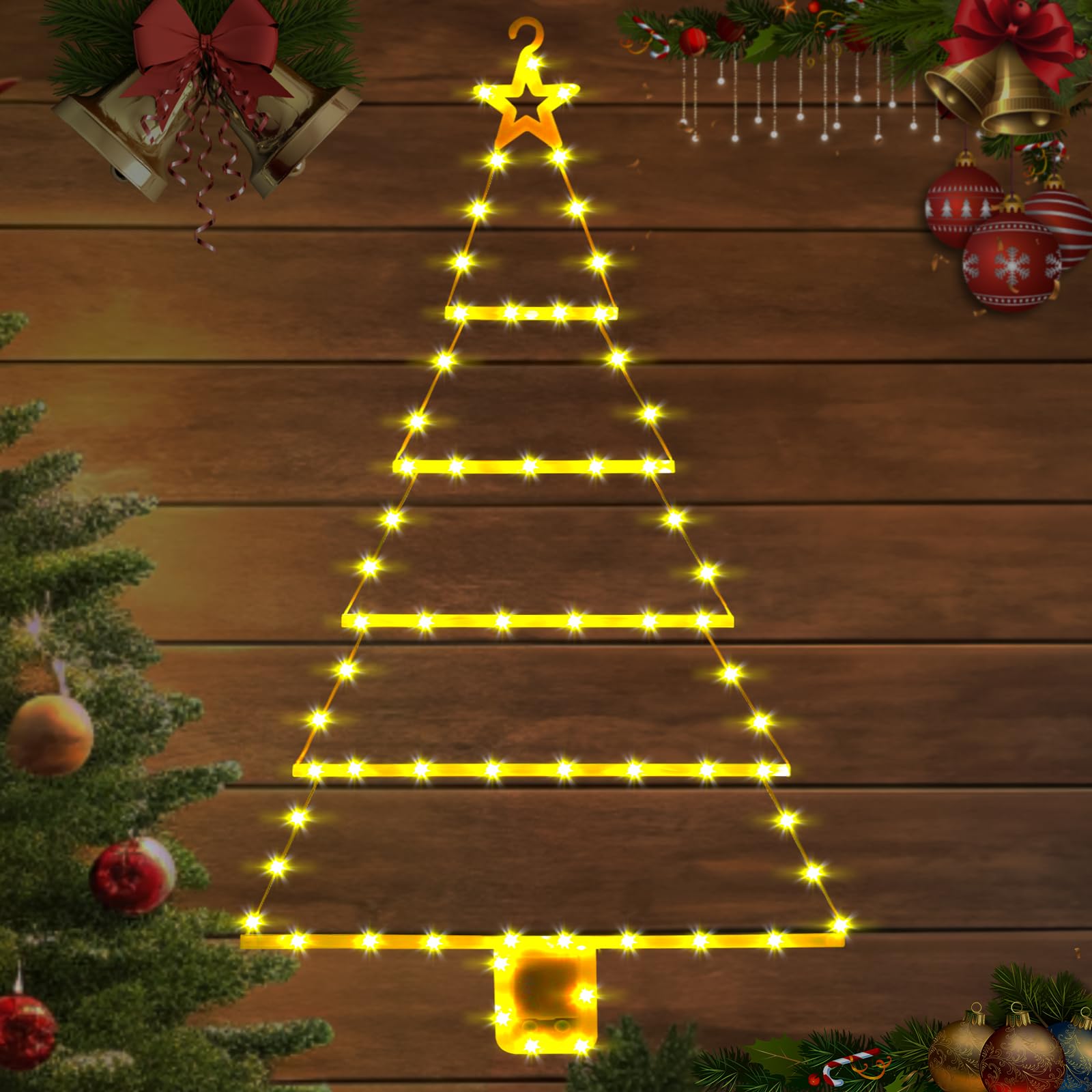 MTINRNI Luces Navidad Exterior,85cm Luces de Navidad,8 Modos,Decoracion Navidad Exterior,Escalera Luces Arbol Navidad Decoracion Ventana Puerta Hogar（Blanco Calido）