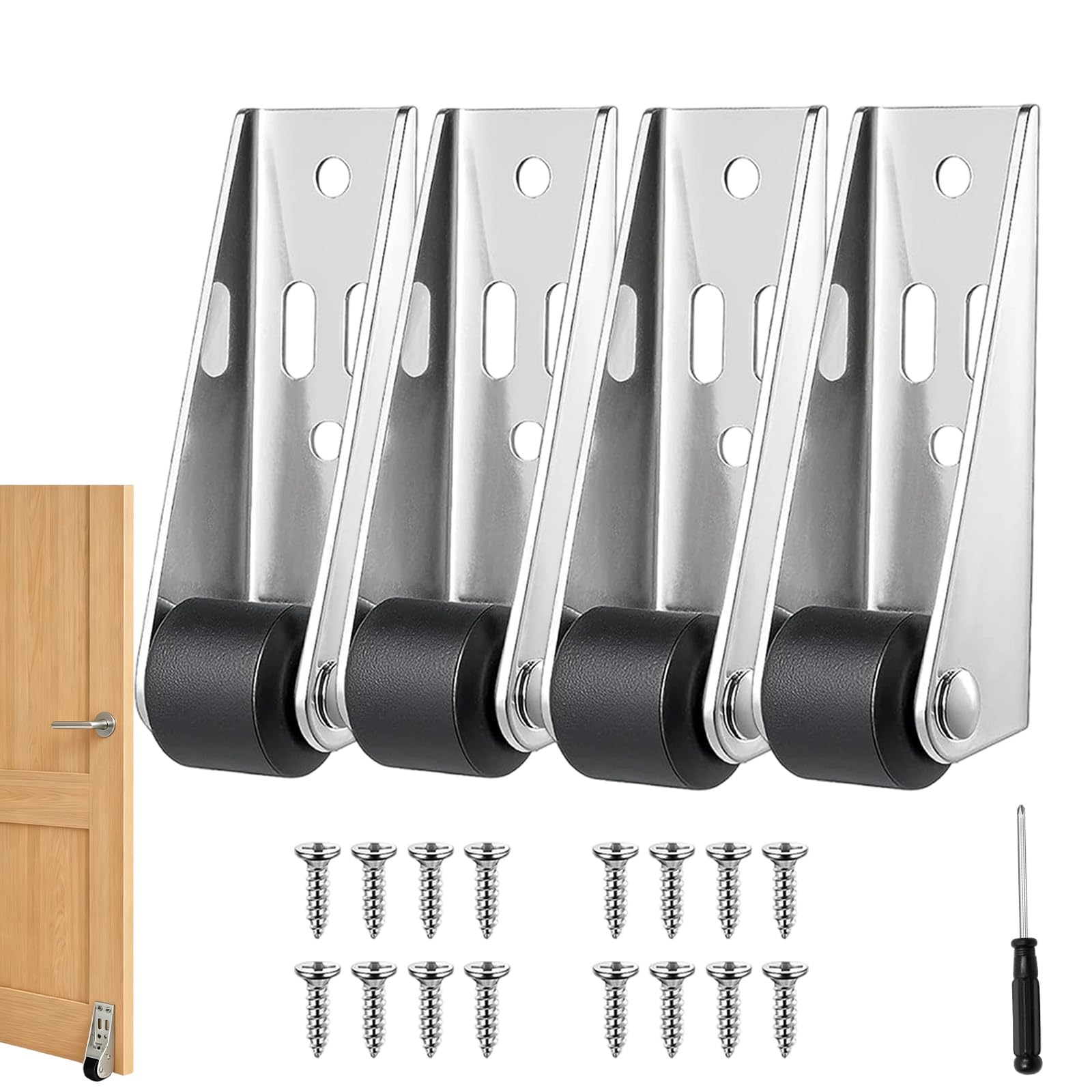 Vertical Track Roller Wheel, 110LBS Door Sinking Repair Caster Wheels, Silver Sliding Door Track Pulley for Storage Box Drawers Bookcases Table (4pc)