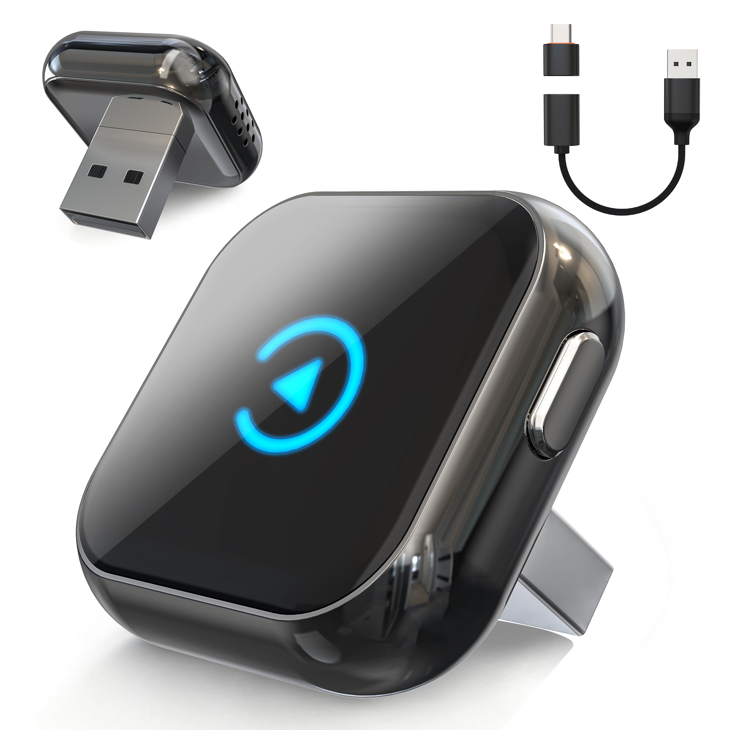 2026 Verbesserter 2-in-1 CarPlay Wireless Adapter mit Instant 2-Phone Switch für Apple CarPlay/Android Auto,Plug & Play, Bluetooth 5.3 und Wi-Fi 6, verzögerungsfrei, automatische Verbindung