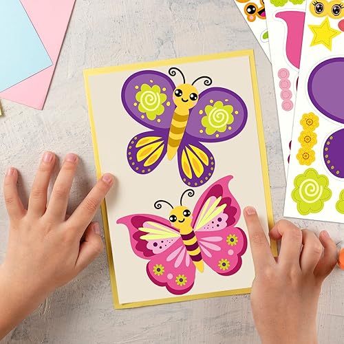 Miniatura 4 de Paquete de 30 calcomanías de mariposas para niños, 5 diseños, manualidades de mariposas, regalos de fiesta, haz calcomanías para bricolaje, mezcla y