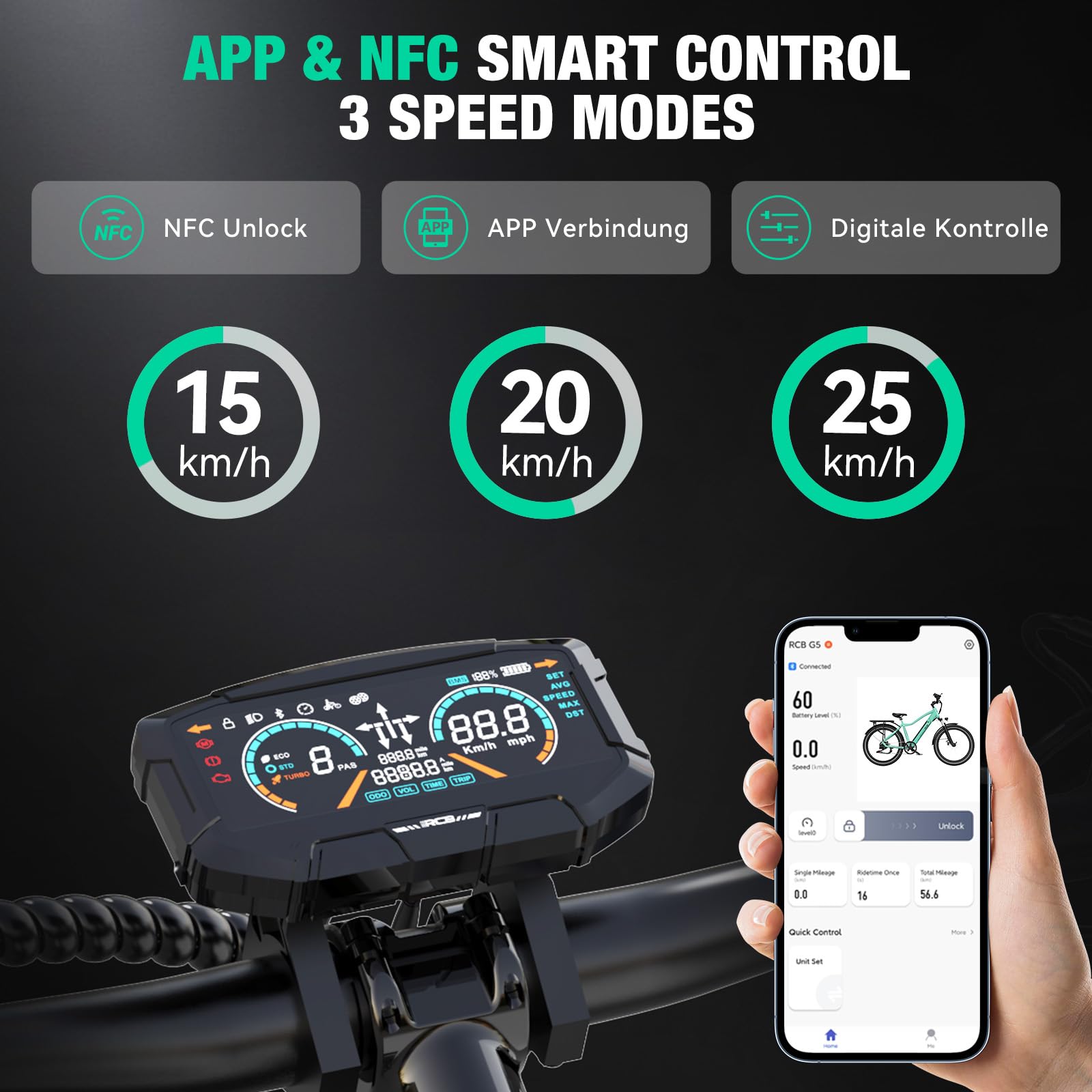 RCB G5 27,5" Adult E Bike, Mountain E-Bike, Motor 250W, Max Speed 25km/h, NFC/APP Start, Reichweite 80km, Geeignet für Männer und Frauen Commuter Riding