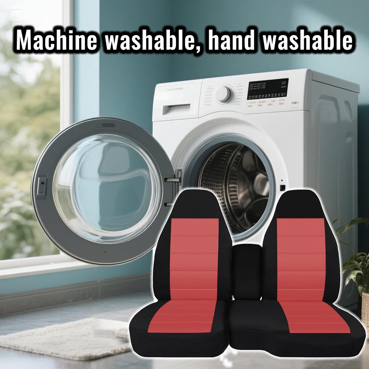 Front 60/40 Split Bench Seat Covers with Console Armrest Seat Cover-Red Fit for Chevy Colorado GMC Canyon 2004 2005 2006 2007 2008 2009 2010 2011 2012