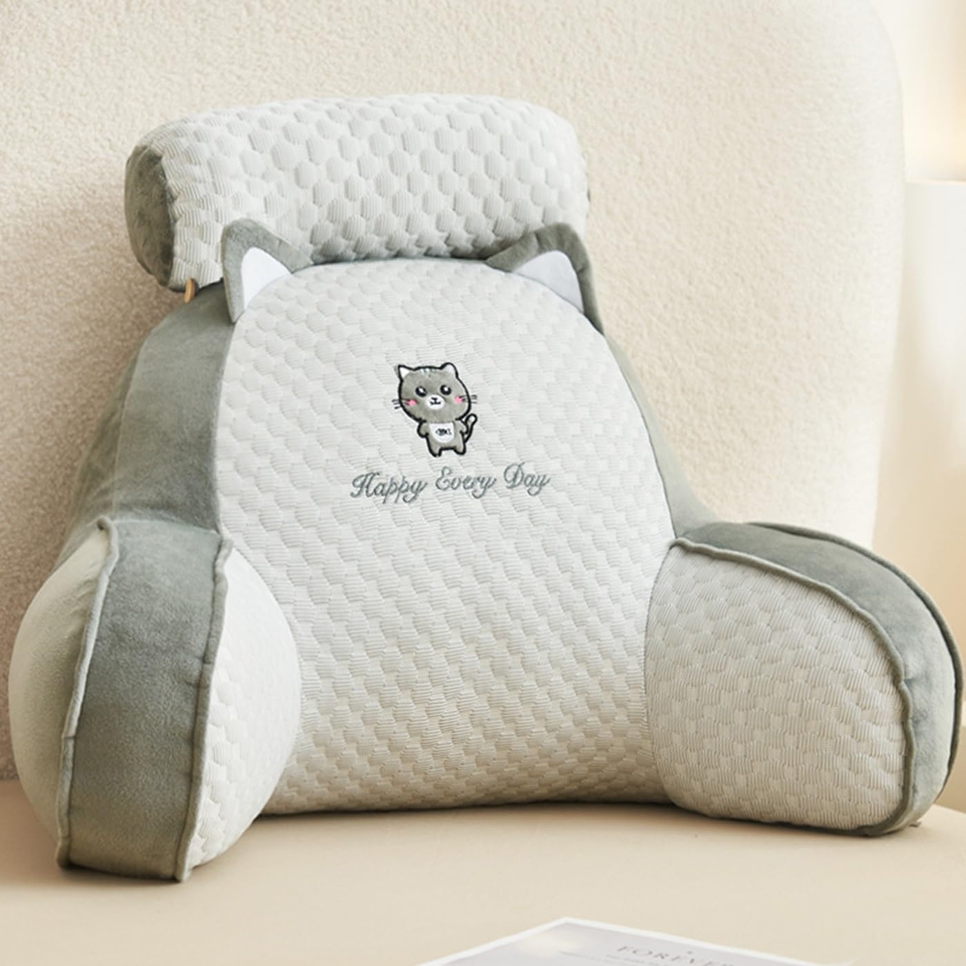 YAZWRJLM Reading Pillow For Bed Adult,Reading Cushion Sofa With Neck/Arm Back Support,Detachable Lumbar Support Backrest Pillow For Sitting Reading Watching TV Games(#4,60x45x20cm)
