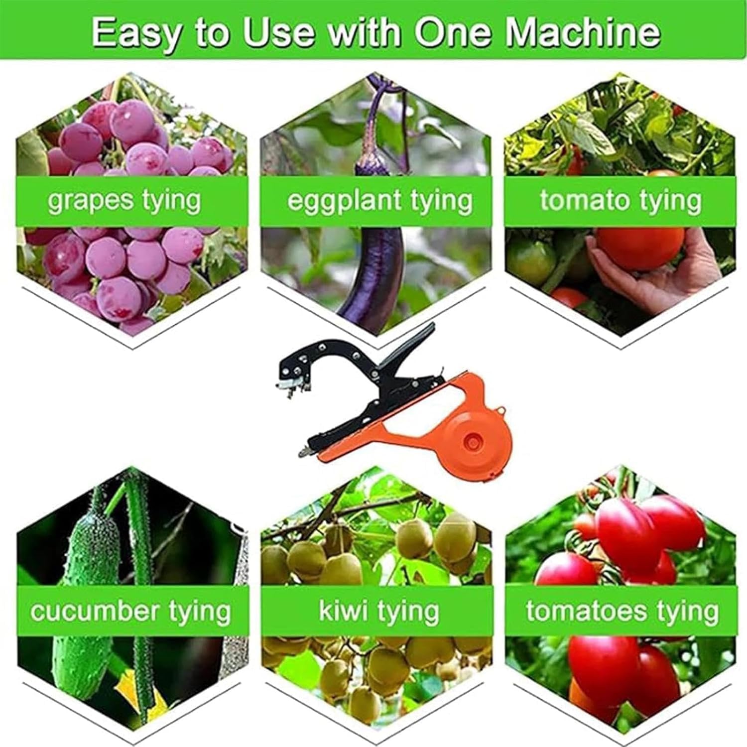 Máquina para Atar Plantas, Herramienta Ligera para Atar Plantas con 20 Rollos de Cinta, Abertura de Abrazadera más Amplia para Uvas, Tomates, pepinos y pimientos.