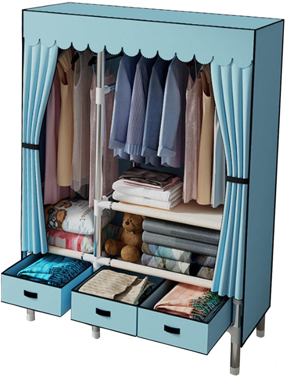 Armoire en toile pour vêtements : gagnez de la place avec ce placard bleu