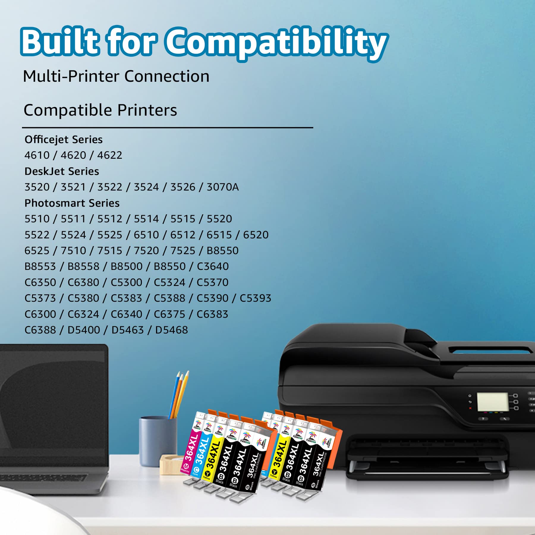 Kompatible 364XL Druckerpatronen Für HP – 5er Pack (2 Schwarz, 1 Cyan, 1 Magenta, 1 Gelb)