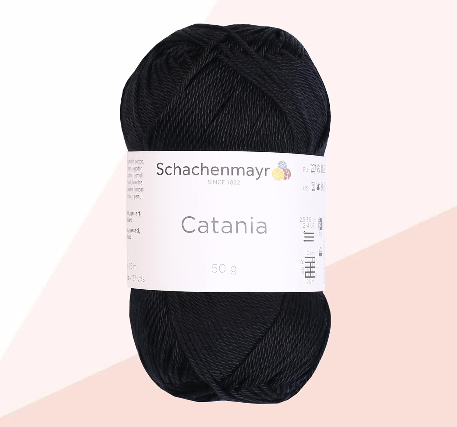 3 Skein SMC Catania Originals Cotton Yarn, Total 5.28 Oz. 100% Cotton, Each 1.76 Oz (50g) / 136 Yrds (125 m), Fine-Sport 2 (9801210-00110 - Black, 3 Pack)
