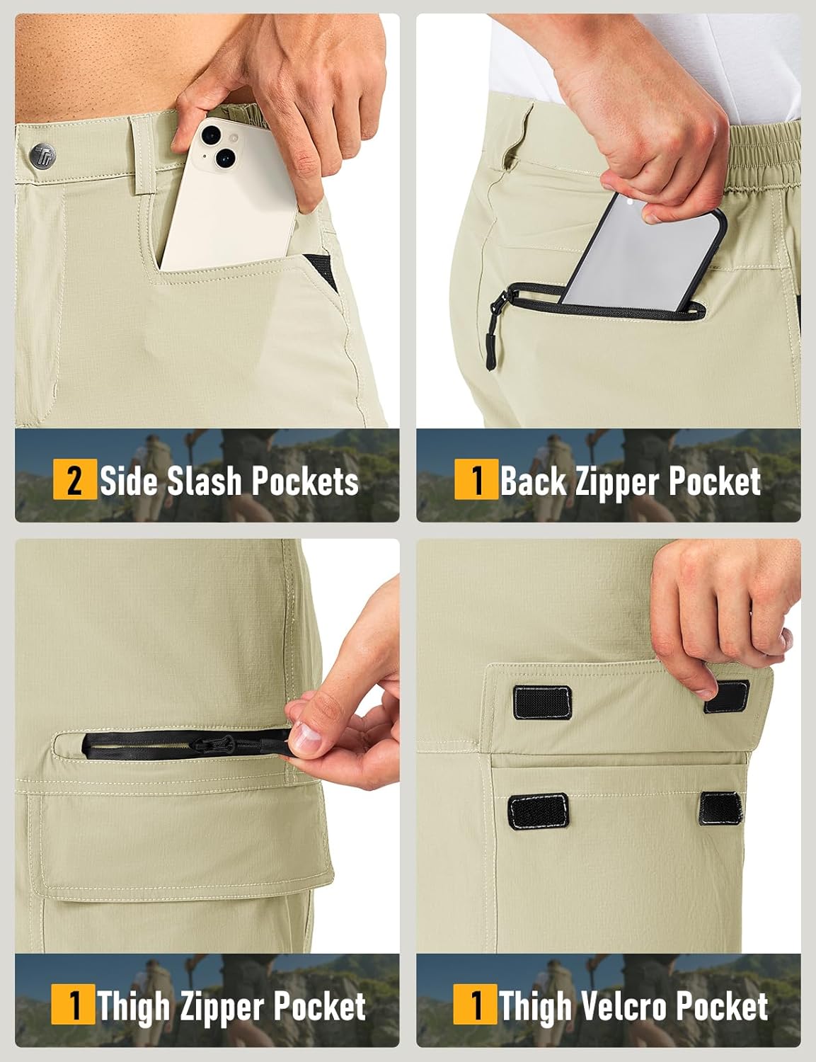 Rdruko Men's Hiking Shorts 9" Quick Dry Lightweight Water Resistant Work Outdoor Shorts with 5 Pockets