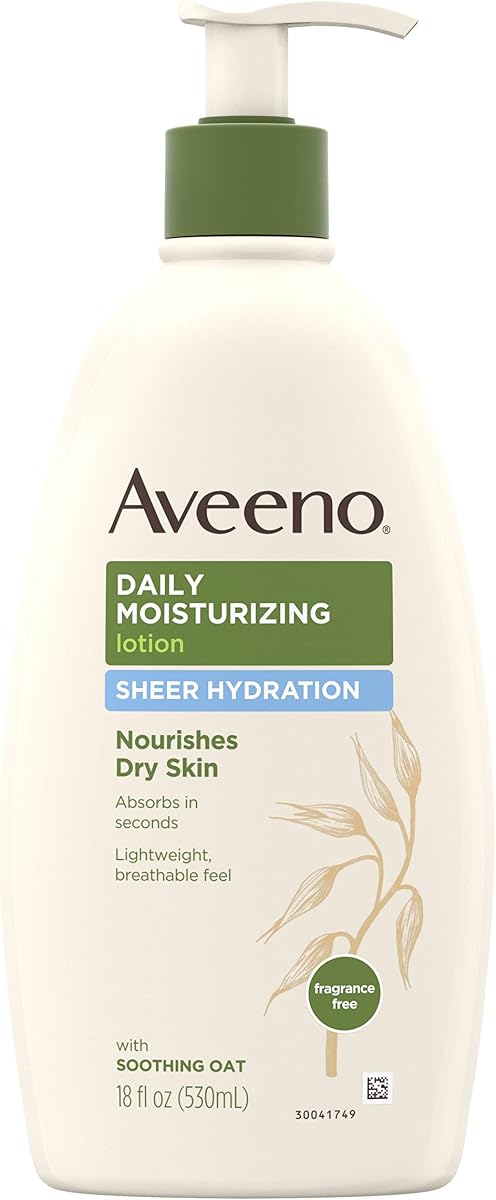 Sheer Hydration Daily Moisturizing Lotion for Dry Skin with Soothing Oat, Lightweight, Fast-Absorbing & Fragrance-Free Intense Body Moisturizer, 18 fl. oz