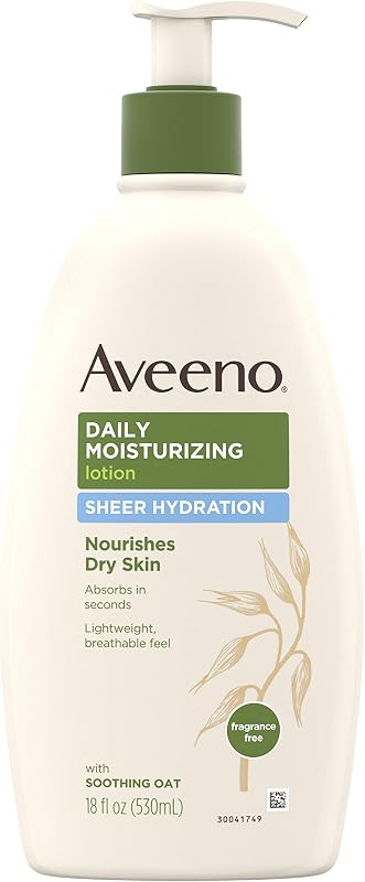 Sheer Hydration Daily Moisturizing Lotion for Dry Skin with Soothing Oat, Lightweight, Fast-Absorbing & Fragrance-Free Intense Body Moisturizer, 18 fl. oz