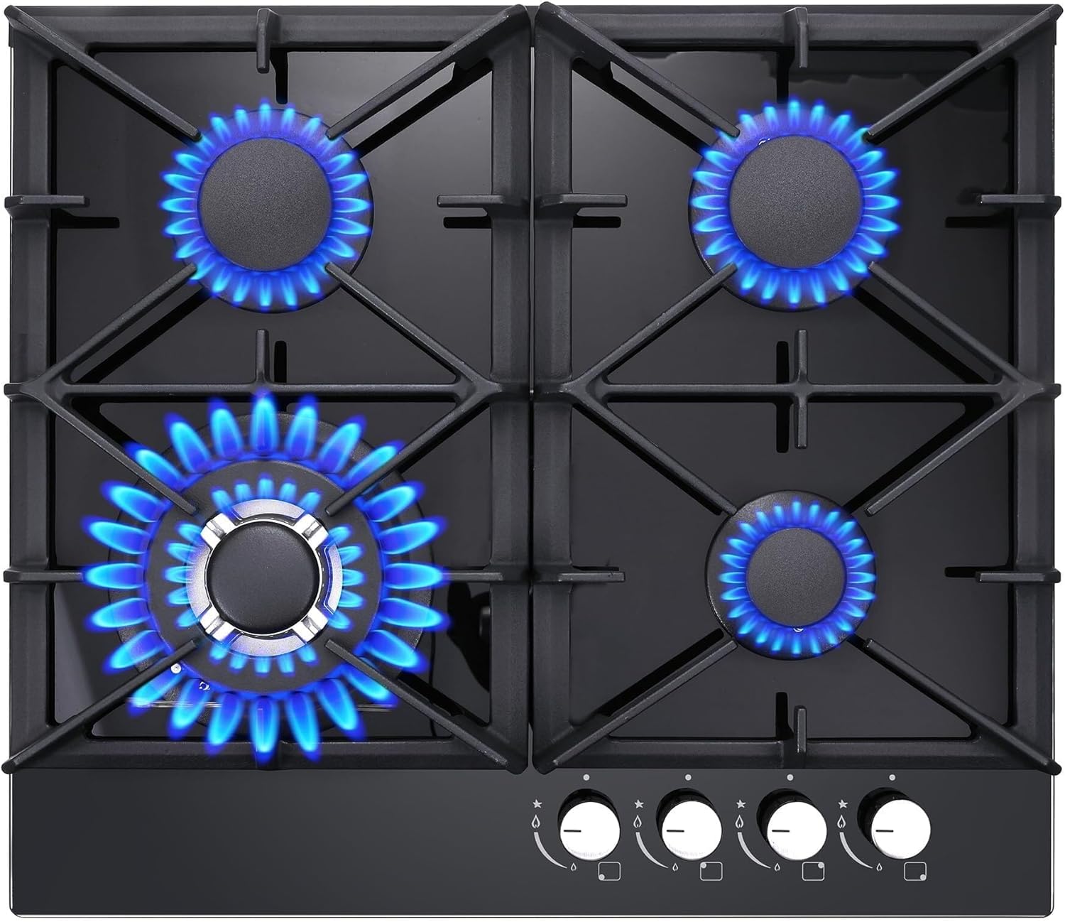 2 Burner Propane Gas Cooktop, 12 Inch LPG/NG Dual Fuel Built-in Gas Stove Top, Black Tempered Glass Gas Stove, Gas Hob for Apartment, Outdoor, RV, with Thermocouple Protection(24 Inch)