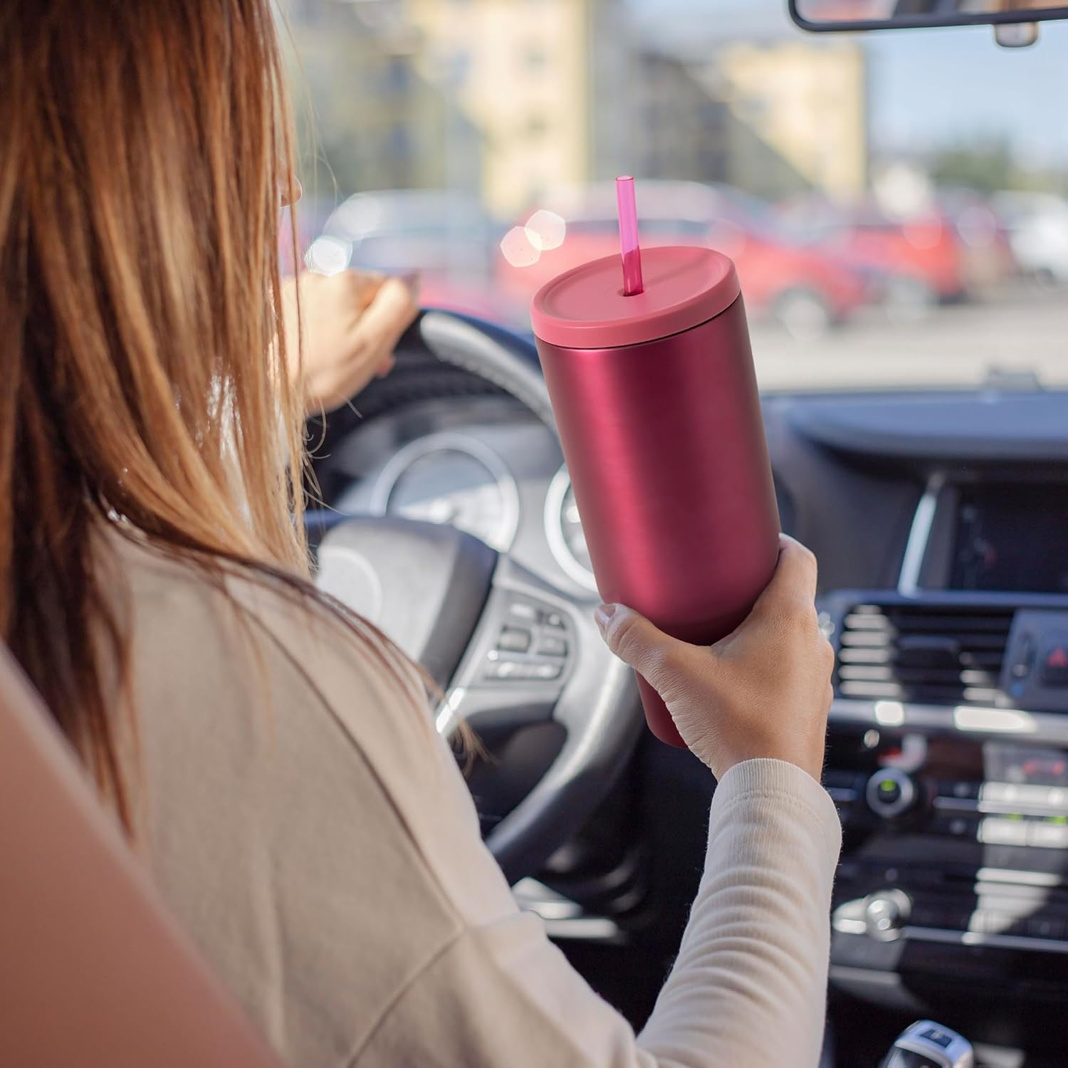 Manna Ranger XL Double-wall Insulated Stainless Steel Tumbler with Leak-proof Smart Seal Lid and Reusable Tritan Straw - 40 Oz - Matte Silver - Image 5