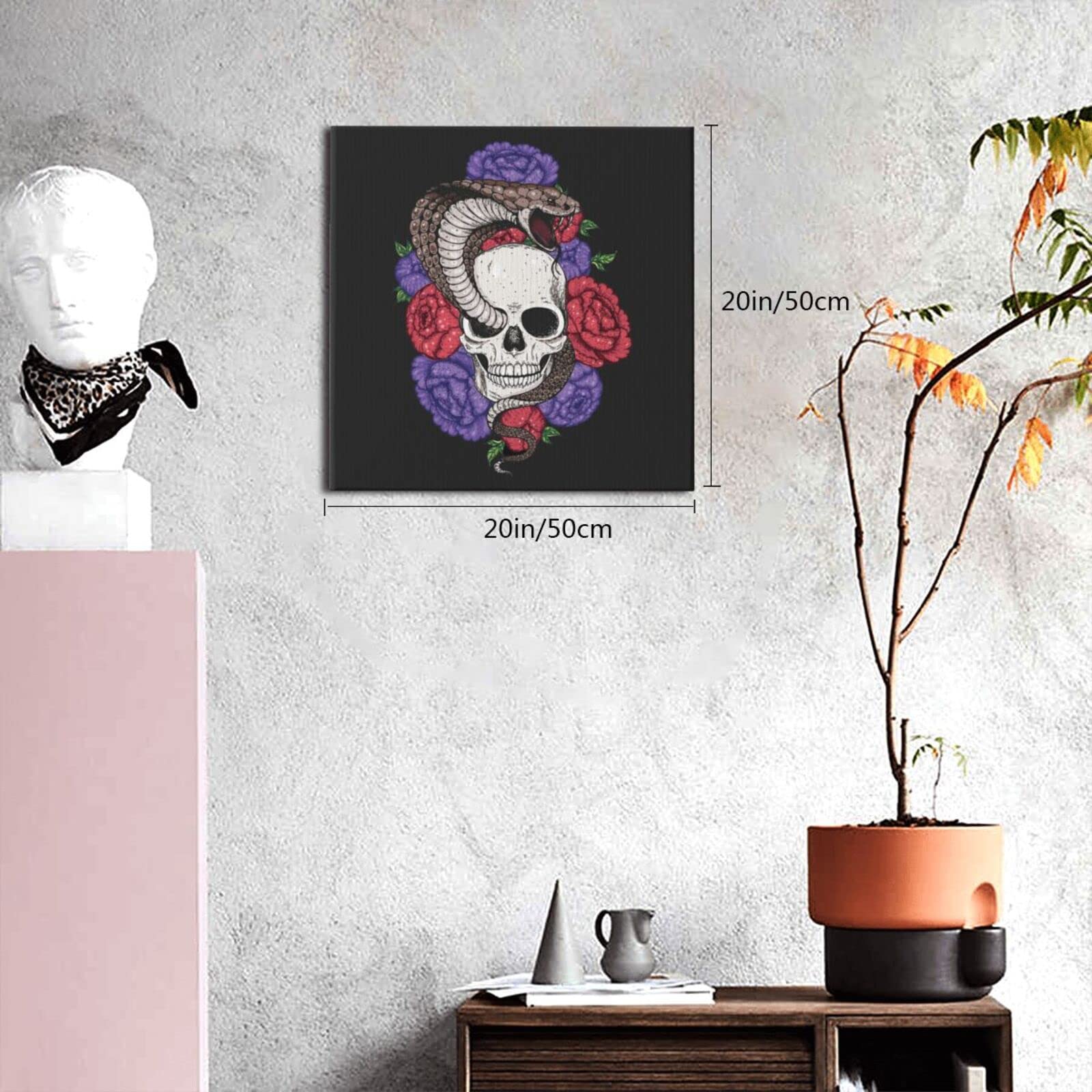 Amazon｜スカル 髑髏 蛇 アートパネル アートフレーム キャンバス絵画